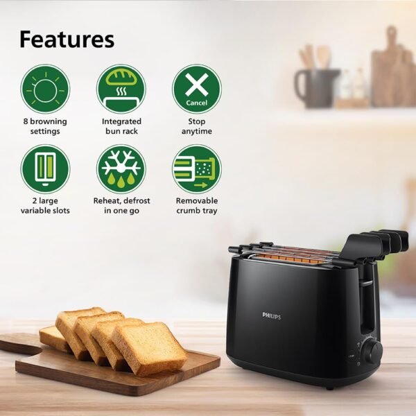 Philips Daily Collection HD2583/90 600-Watt 2 in 1 - Toaster and Sandwichmaker (Black)
