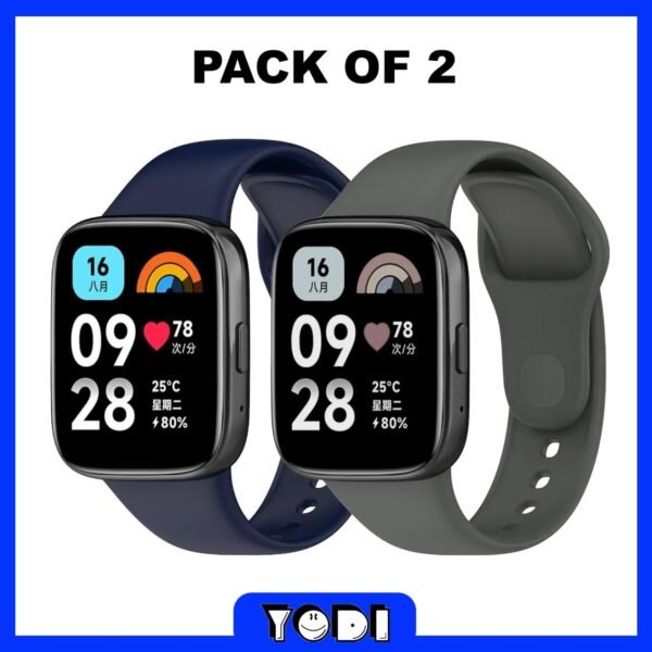 YODI Soft Silicone Classic Strap Bands for Redmi Watch 3 Active Smart Watch Only, Comfort and Flexible Straps for Men Women and Boys & Girl (BLUE-GREY)