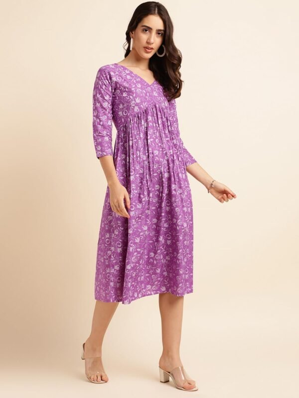 Fabclub Rayon Flared Printed Women Maxi Kurta Dress