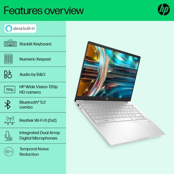 HP Pavilion Laptop 15 AMD Ryzen 5 7530U, 15.6-inch(39.6 cm), FHD, Anti-Glare Display (16GB/512 GB/AMD Radeon Graphics/Win 11 Home/Audio by B&O/Backlit KB/ 1.75kg/Natural Silver, 15-eh3039AU