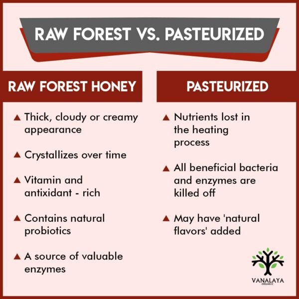 Vanalaya Forest Honey Raw Unprocessed Unpasteurized Pure natural organic honey for weight loss (500Gm)