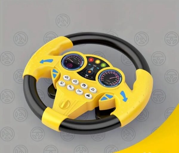 ACROWN Steering Wheel Toy Simulate Driving Car Copilot Steering Wheel Electric Baby Toys with Sound Driving Vocal Toy Kids Musical Educational Stroller Color Yellow [ Pack of 1 ]