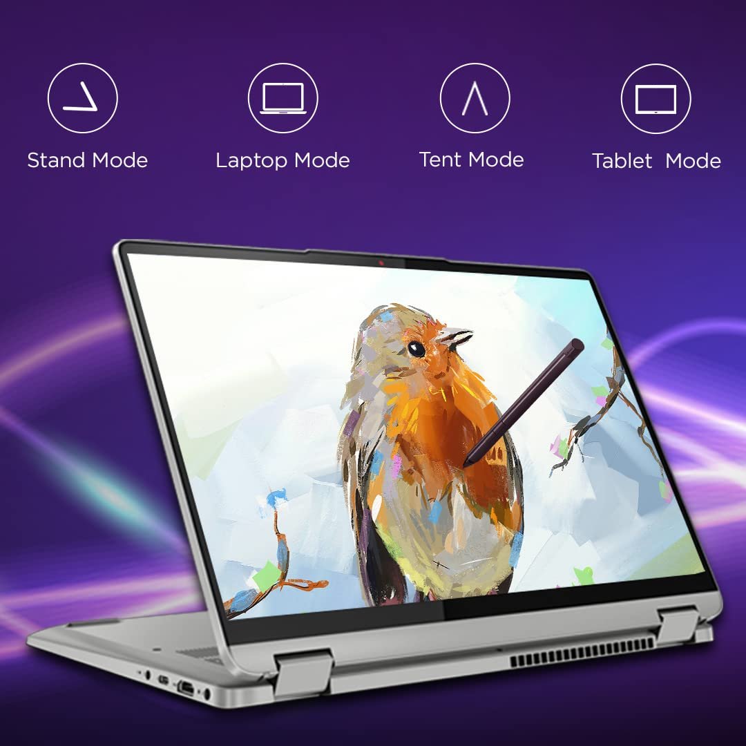 Lenovo IdeaPad Flex 5 AMD Ryzen 5 5500U 14" (35.56cm) WUXGA IPS 2-in-1 Convertible Touchscreen Laptop (16GB/512GB SDD/Win11/Office 2021/Backlit/FPR/3months Game Pass/Storm Grey/1.55Kg), 82R9005JIN