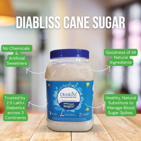 Diabliss Diabetic Friendly Herbal Cane Sugar,No Chemicals & Artificial Sweeteners,Low Glycemic Index(GI) Diet-Clinically Tested Healthy Natural Substitute For Diabetes/Blood Glucose Management,1Kg Jar