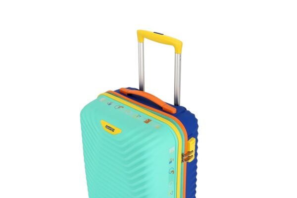 American Tourister Trolley Bag for Travel|Splash 55 Cms Polycarbonate Hardsided Small Cabin Luggage Bag|Speed_Wheel 8 Wheel Suitcase for Travel|Trolley Bag for Travelling, Coral/Teal