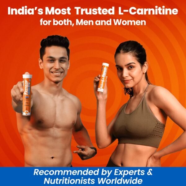 Fast&Up L-Carnitine Lean Body - Helps Convert Fat into Energy, 2000 mg Carnipure TM L-Carnitine Sourced from Lonza Switzerland - Pack of 60 Effervescent Tablets, Orange Flavour