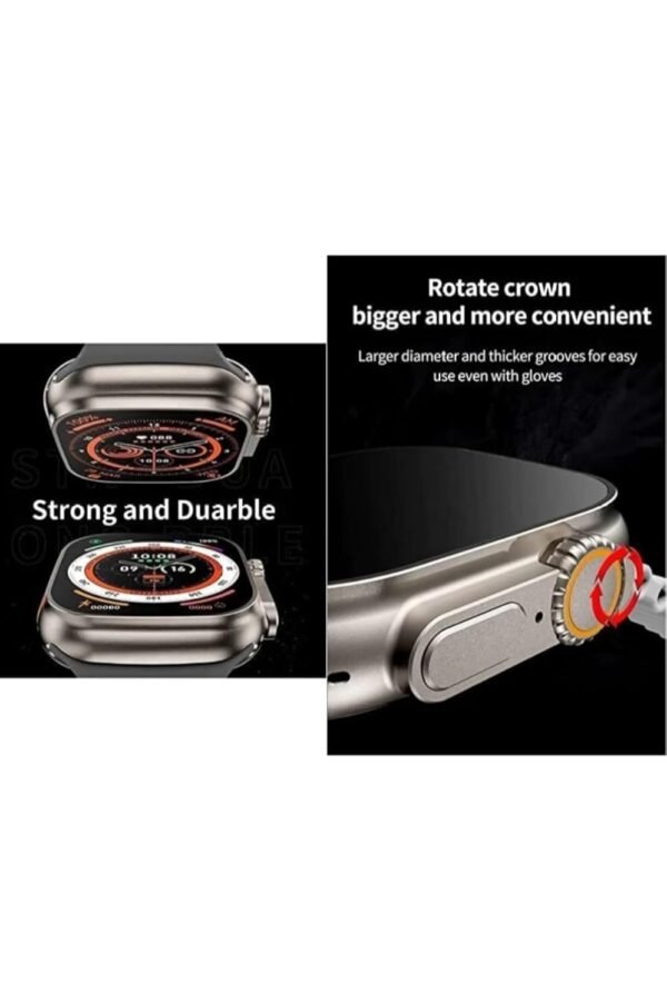 AUZU - T800 Ultra Smart Watch with Wireless Charging Smartwatch and Black Strap Colour for Boys & Girls