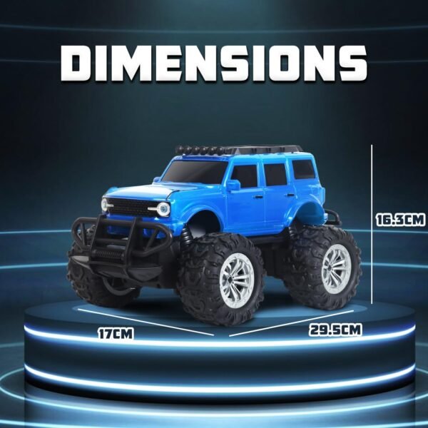 Wembley Remote Control Car Offroad Monster Truck High Speed Rc Car for Kids with 2 Speeds and 4 Headlight Modes | Lithium Battery | C-Type Charging | Made in India - Blue