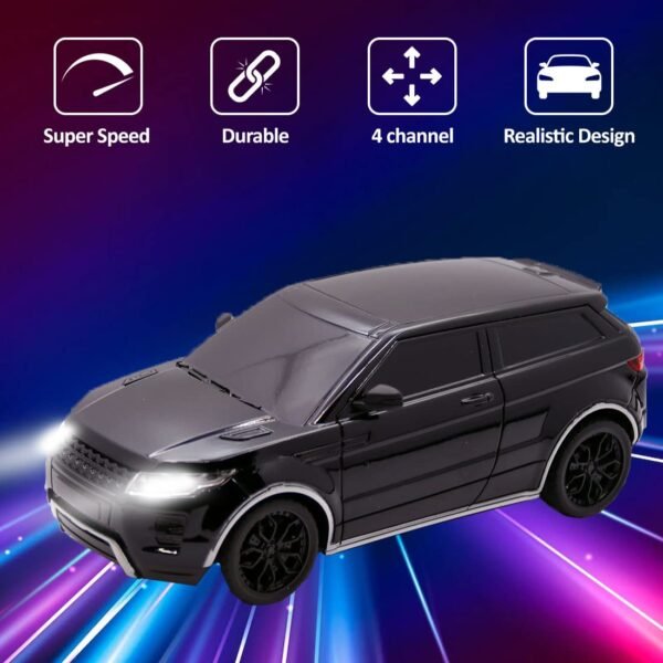 Wembley RC Car Rechargeable Remote Control Car for Kids Mini 1:24 Scale High Speed Racing Car - Black