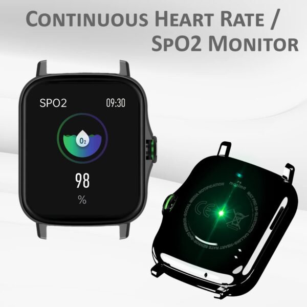 Maxima Max Pro X6 Calling Smartwatch with Premium Speaker & Mic,Accurate SpO2 Monitoring, 8 Fitness Modes,Social Media Alerts,Multiple Watch Faces,1.7" Full HD Display (400 Nits)-Black