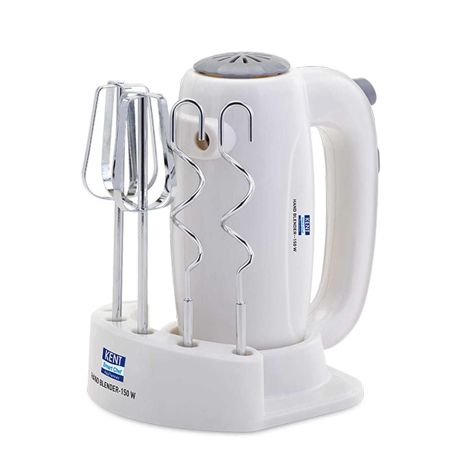 KENT 150W 16050, 5 Speed Control, Copper Motor, Multiple Beaters, Overheating Protection, Food Grade Plastic Body Hand Blender (White)