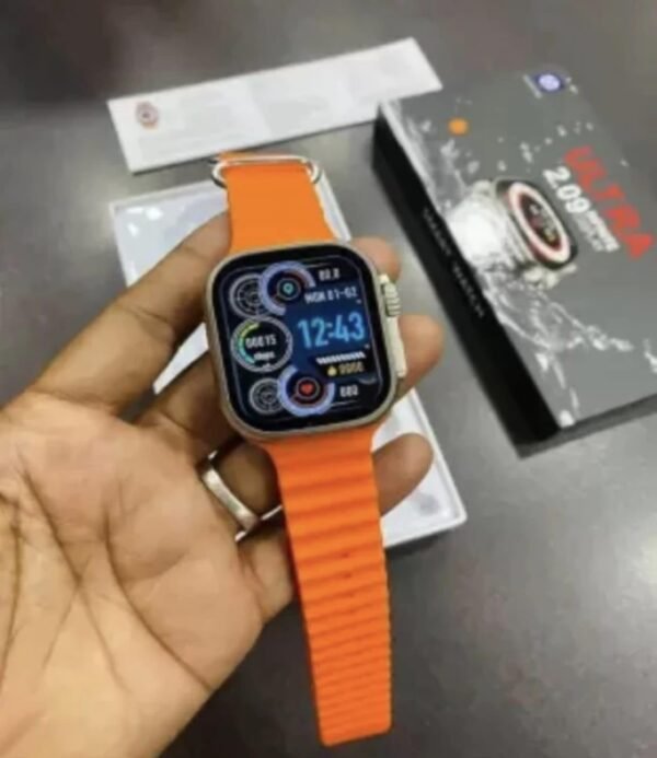 T10 Ultra Smartwatch 2.09" inch Big Display Sleek Design Metal Body with 53mm Real Screws Calling Wireless Charging with Activity Tracker Compatible with All Android (Orenge)