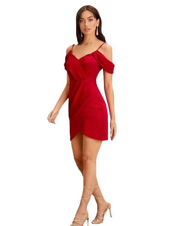 ADDYVERO V-Neck Sleeveless Cotton Blend Solid Bodycon Knee-Length Women Dress