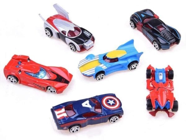 PLUSPOINT Diecast Metal Super Hero Toy Car Set Toy Vehicles Cars Set Alloy Push N Go Vehicles, Mini Racing Cars for Toddlers, Girls and Boys Kids Play Set