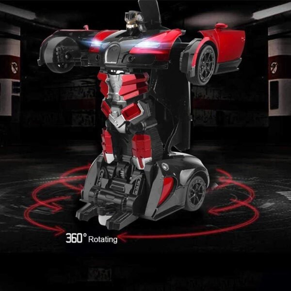 TEC TAVAKKAL Plastic Battery Operated Converting Car to Robot, Robot to Car Automatically, Robot Toy, with Light and Sound for Kids Indoor and Outdoor 3 Year, Pack of 1 (Red)