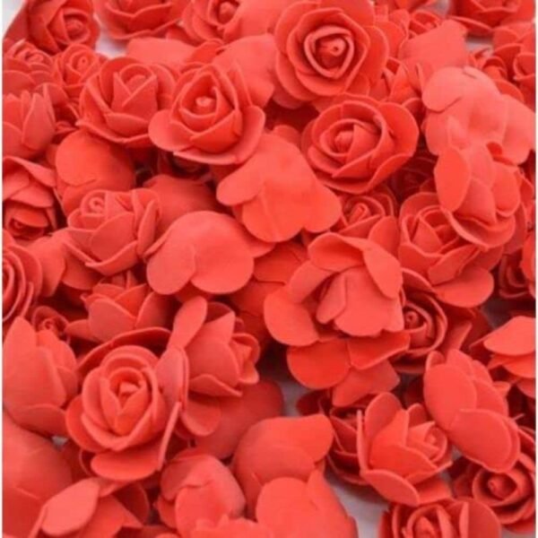 SATYAM KRAFT 50 Pcs Artificial Rose Fake Flowers Water Floating Flowers,Festival and Events, Home, Bedroom, Anniversary, Deepawali Decoration Items and DIY Craft (Foam Material) (Red)