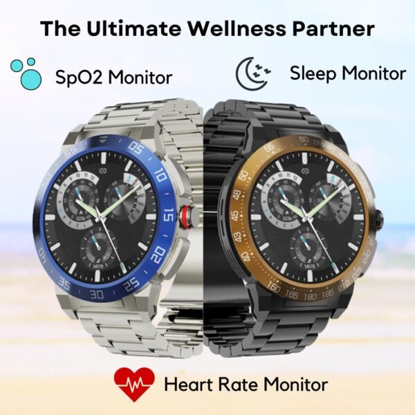 miracle digital Alpha Pro Premium Smartwatch,1.46” Super HD Display,360x360 Pix Resolution BT Calling, Voice Assist,460mAh Battery 30 Days Battery Life,IPX68 Water Proof (Silver Stainless Steel Belt)