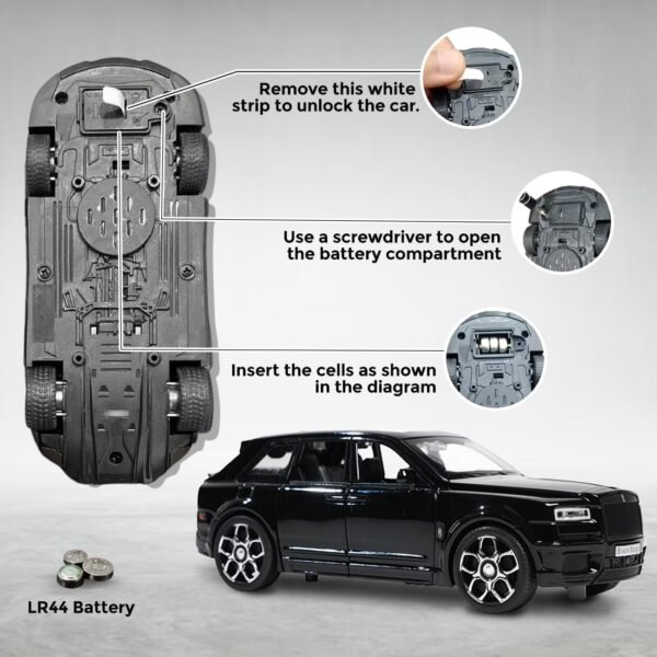 Wembley Pull Back Car Toy Die-cast Model Car 1:32 Scale Metal Car Pull Back Toy Vehicle with Openable Doors & Light Engine Sound Realistic Collectible Car Boys Kids 3+ Years & Above – Black