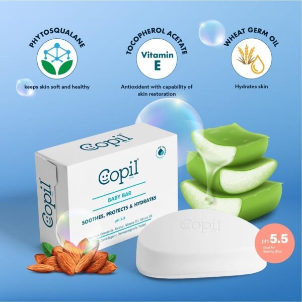 COPIL SKIN Baby Soap for Newborn Babies Bathing Baby Bar Protects & Hydrates the Body Ph 5.5 Dermatologically Tested, Prevents Dryness Free from Colours, Mineral, Silicon Oil & Alcohol (Pack Of 2)