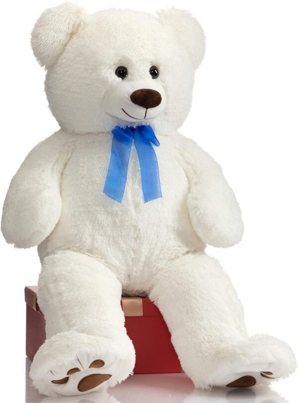 Hug N Feel 4 Feet White Giant Teddy Bear Soft, Plush, and Cuddly Stuffed Animal for Kids, Birthdays, Anniversaries, Valentine's Day, and Special Occasions Large Huggable