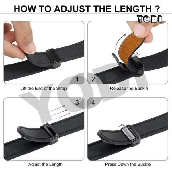 YODI 22mm Watch Strap For Fire Boltt Tank 1.85 Bsw070 | Hurricane Bsw034,| Pioneer Bsw073, Syska Boltt Sw200, Pebble Cosmos Luxe, Fastrack Reflex Charge smartwatch, Genuine Leather Hybrid Watch band with Magnet Folding Buckle for men women