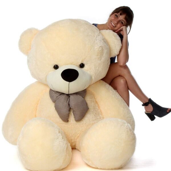 Hug N Feel 5 Feet Cream Giant Teddy Bear Soft, Plush, and Cuddly Stuffed Animal for Kids, Birthdays, Anniversaries, Valentine's Day, and Special Occasions Large Huggable