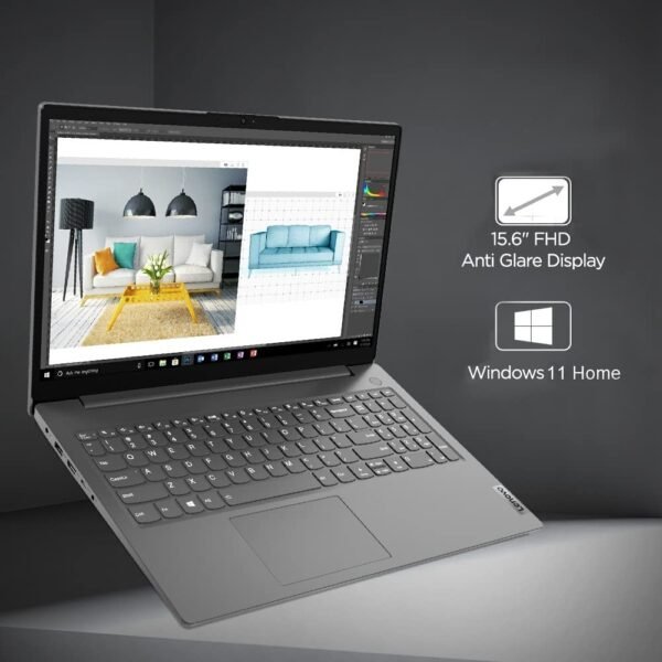 Lenovo V15 AMD Ryzen 5 5500U 15.6" (39.62cm) FHD 250 nits Antiglare Thin and Light Laptop (8GB/512GB SSD/Windows 11 Home/Iron Grey/1.7 Kg), 82KDA00XIH