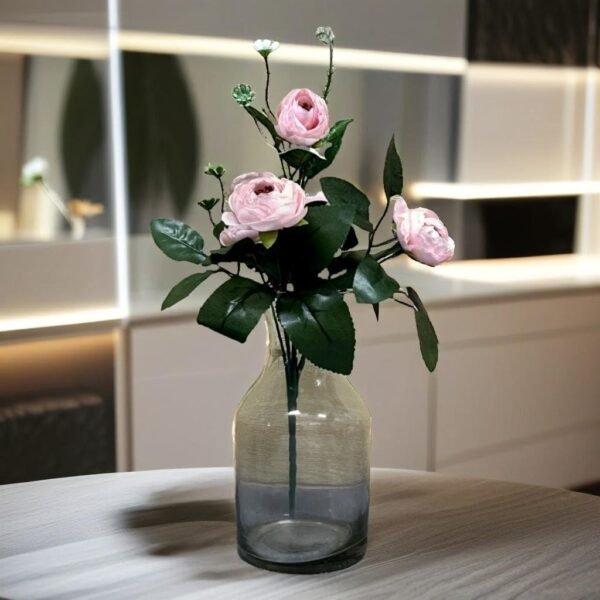 Akaar Decor Artificial Multiflora Flower Peony Roses Fake Sticks Bunch Decorative Items for Home, Room Decoration (1 Bunch) (Without Vase) (Light Pink_Peony)