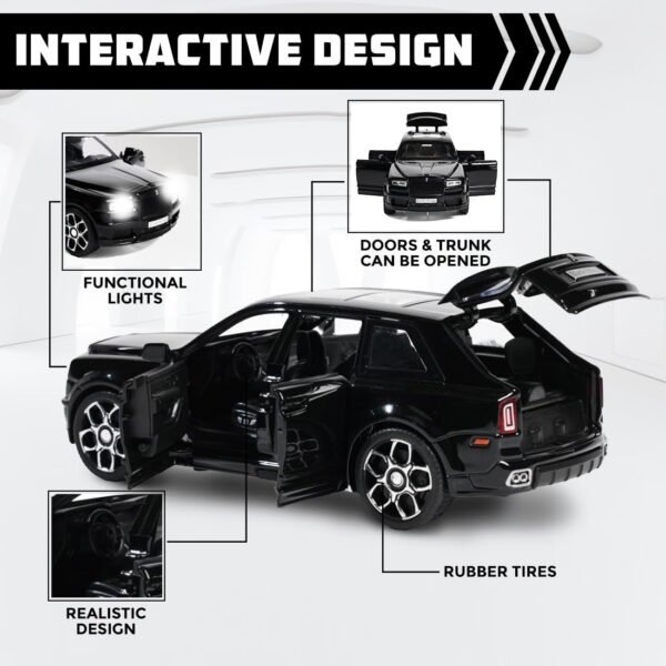 Wembley Pull Back Car Toy Die-cast Model Car 1:32 Scale Metal Car Pull Back Toy Vehicle with Openable Doors & Light Engine Sound Realistic Collectible Car Boys Kids 3+ Years & Above – Black