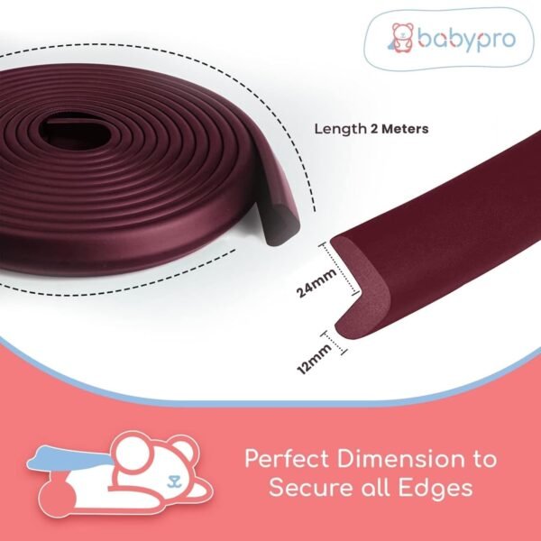 BabyPro BabyProofing Edge Guard (12mm, Pack of 1) with Strong Adhesive Tape by Certified Professional Childproofer, 2 Meter Long for Furniture Corner, Bed, Table Corners, for Child Safety (Brown)