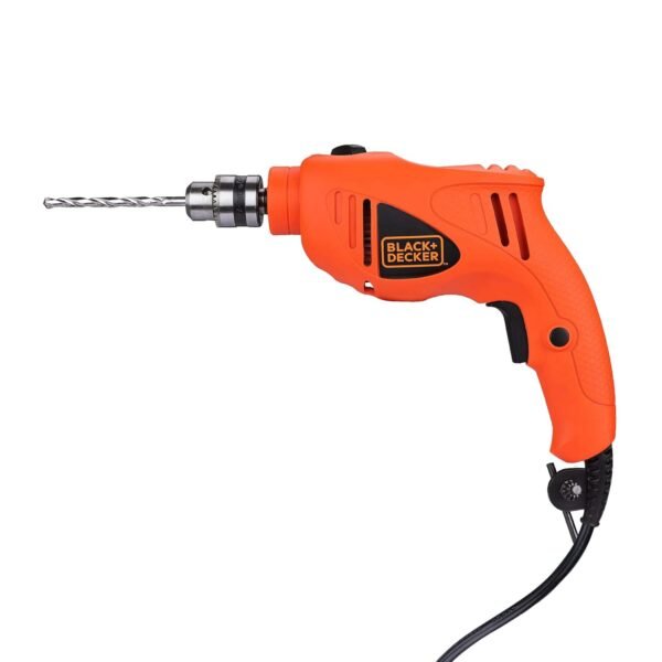 BLACK+DECKER HD400K50 550W 10mm Corded Non-Reversible Impact Drill Machine Kit for Home & DIY Use (50 Accessories Kitbox) for drilling Wood, Metal & Concrete, 1 Year Warranty, ORANGE & BLACK