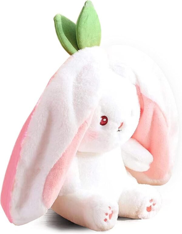 Niku Rabbit with Chain Reversible Bunny Rabbit Soft Stuffed Toys for Girls Boys Baby Kids | Doll, Teddy Bear plushies, Animal Toy | Strawberry/Carrot Shaped Pink Colour | Gift Item for Kids