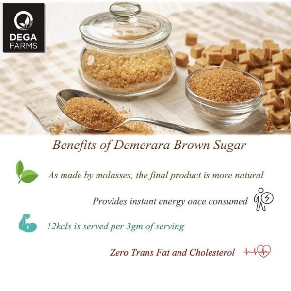 Dega Farms Brown Sugar 100% Organic Sugar Pure, Natural & Refined Cane Sugar Substitute of White Sugar with Multiple Health Benefits - Rich in Minerals - 500GM