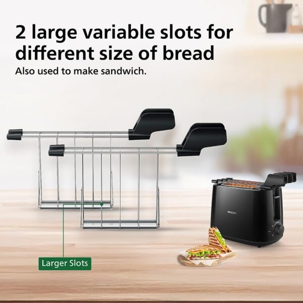 Philips Daily Collection HD2583/90 600-Watt 2 in 1 - Toaster and Sandwichmaker (Black)