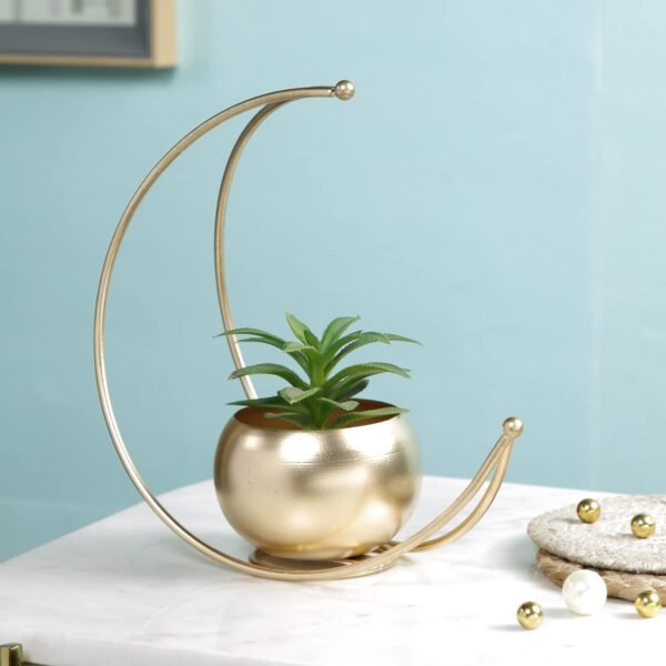 CraftVatika Geometric Metal Flower Vase Diwali Gift Items for Home Decoration Tabletop, Side Table, Living Room, Home Office Decoration, Home Decorative Items, Golden 9 Inches Height (1 Box)
