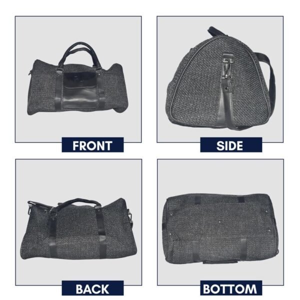 Stylish 25L Dark Grey Mesh Faux-Leather Travel Duffle & Gym Bag, Water Resistant, for Men and Women