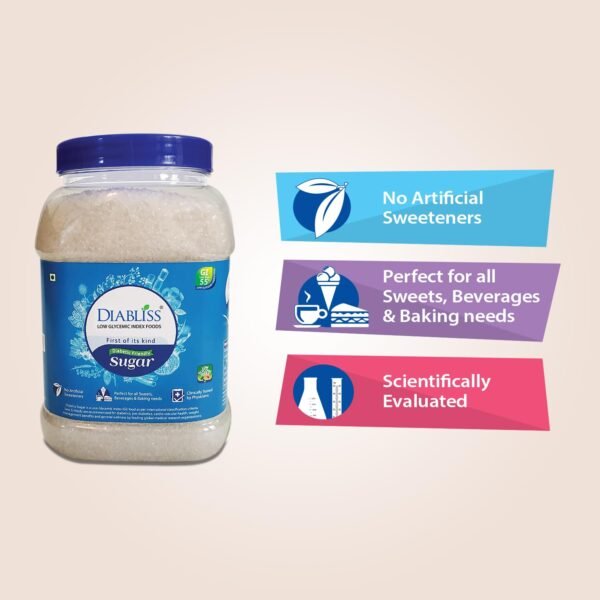Diabliss Diabetic Friendly Herbal Cane Sugar,No Chemicals & Artificial Sweeteners,Low Glycemic Index(GI) Diet-Clinically Tested Healthy Natural Substitute For Diabetes/Blood Glucose Management,1Kg Jar