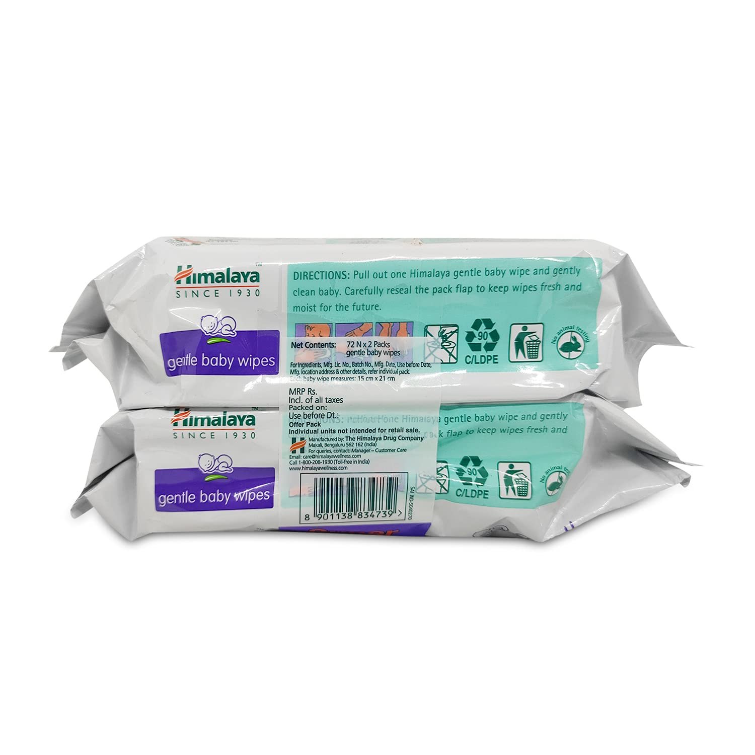 Himalaya Gentle Baby Wipes - 72 Pieces (Pack of 2) & Himalaya Herbals Babycare Gift Jar (Soap, Shampoo, Rash Cream and Powder)