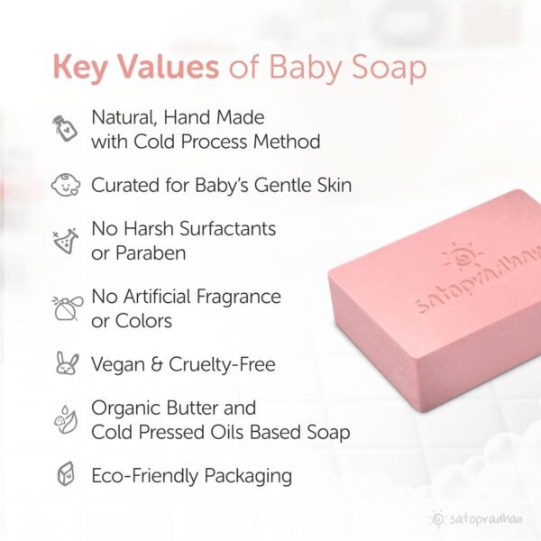 Satopradhan Moisturising Baby Soap for Sensitive Skin 100g, Handmade with Shea Butter & Kashmiri Lavender Oil, Cold Processed Organic Baby Soap Bar, Infant Soap, Lavender Soap