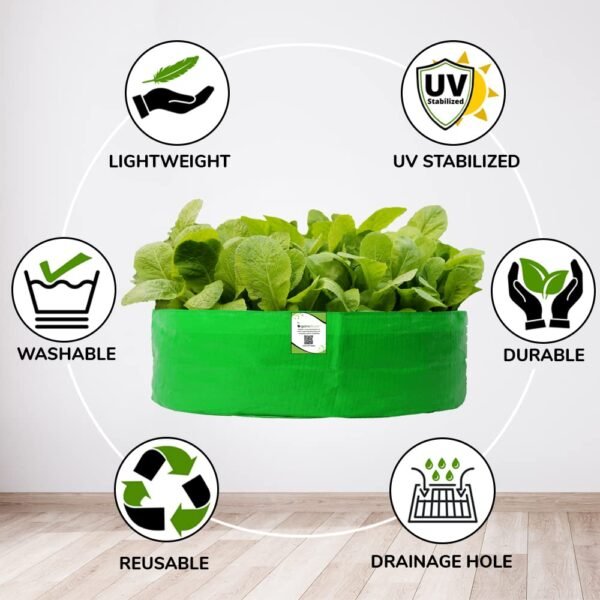 ORGANIC BAZAR 24x9 Leafy Grow Bag for Terrace Garden, Premium HDPE 260 GSM Green Plant Bags (Pack of 2)