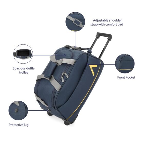 Aristocrat Cadet Polyester 52 Cms Wheel Travel Duffle Bag (Blue), 30 Centimeters