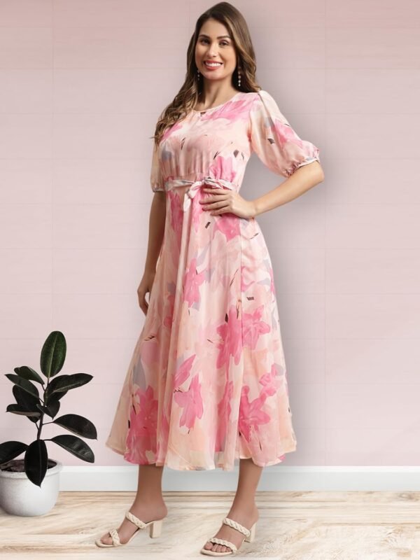 Preneum Women's Georgette A-Line Standard Length Dress