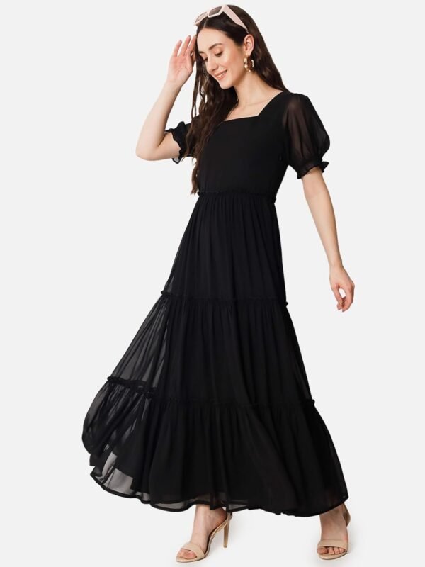 Femvy Designer Georgette Solid Gown for Women 761