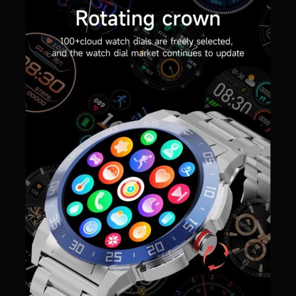 miracle digital Alpha Pro Premium Smartwatch,1.46” Super HD Display,360x360 Pix Resolution BT Calling, Voice Assist,460mAh Battery 30 Days Battery Life,IPX68 Water Proof (Silver Stainless Steel Belt)