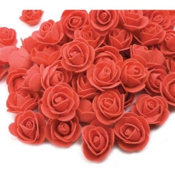 SATYAM KRAFT 50 Pcs Artificial Rose Fake Flowers Water Floating Flowers,Festival and Events, Home, Bedroom, Anniversary, Deepawali Decoration Items and DIY Craft (Foam Material) (Red)