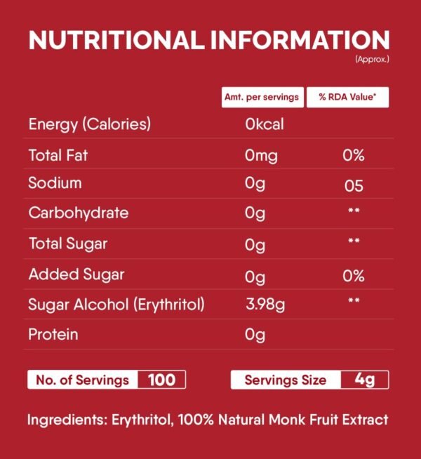 TruNativ Everyday Sweet | Zero Calories | Natural Sweetener|1:1 Sugar Replacer | Zero Carb - Diabetic Friendly - Keto Friendly | Monk Fruit Extract | Cook Bake Blend - No Aftertaste | 400g