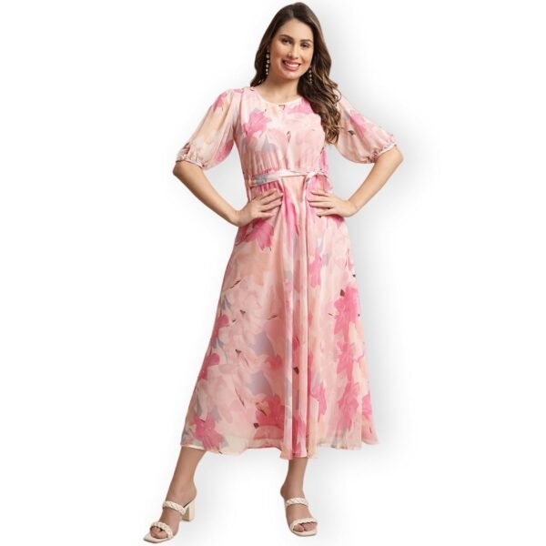Preneum Women's Georgette A-Line Standard Length Dress