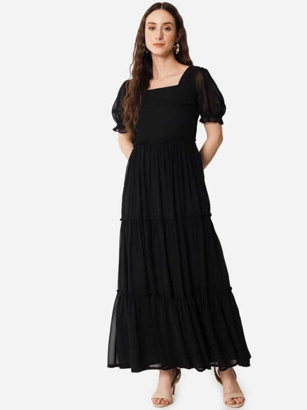 Femvy Designer Georgette Solid Gown for Women 761