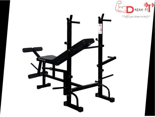 DREAM FIT 8in1 Multipurpose Gym Bench for Home Workout - Exercise Bench for bench press, dumbbell press, sit ups, crunches, barbell press, push ups, dips, leg pully, dumbbell fly, and many more