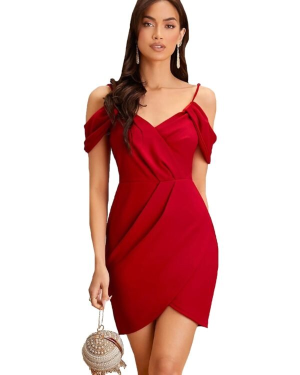 ADDYVERO V-Neck Sleeveless Cotton Blend Solid Bodycon Knee-Length Women Dress